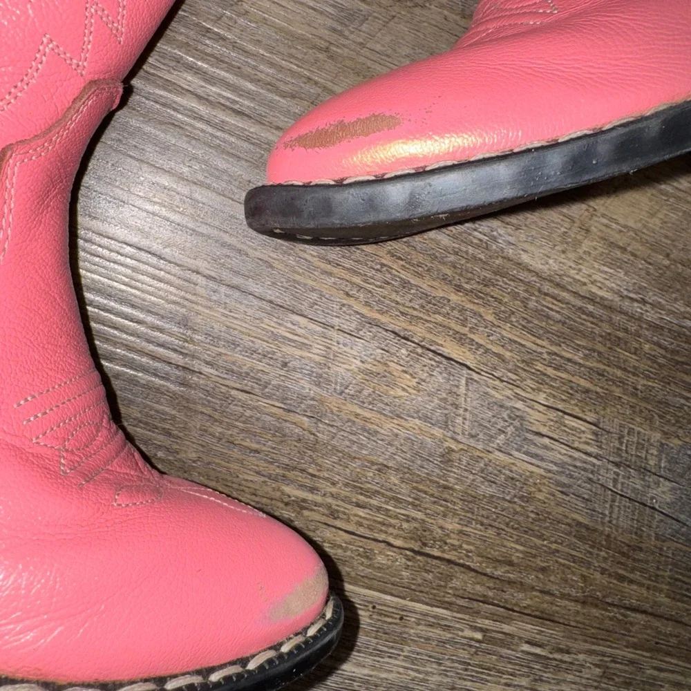 Old West Girls Cowboy Boots Size 11 D Pink Leather Western Cowgirl J Toe 8119
